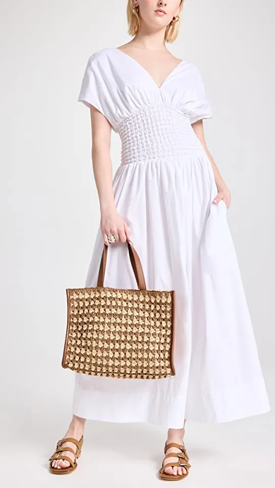 Pia Crochet Raffia Tote