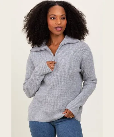 PinkBlush Heather Grey Half Zip Pullover Sweater