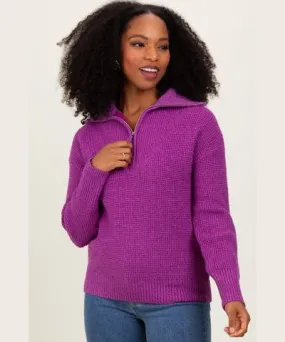 PinkBlush Plum Half Zip Pullover Sweater