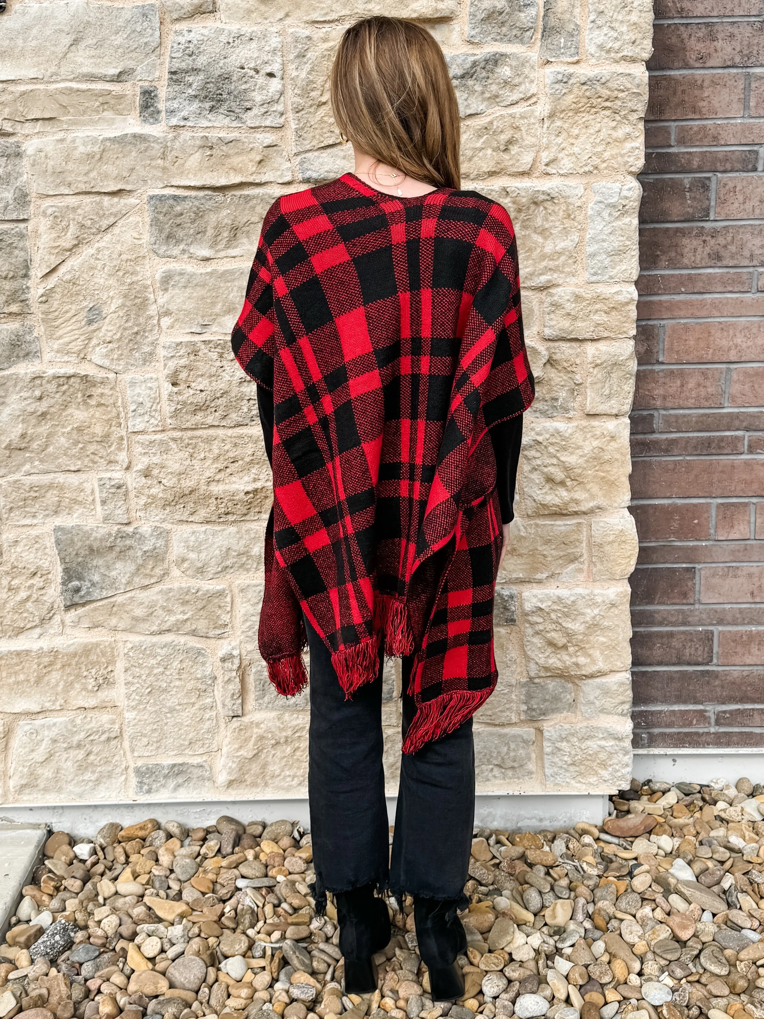 Plaid Sweater Poncho