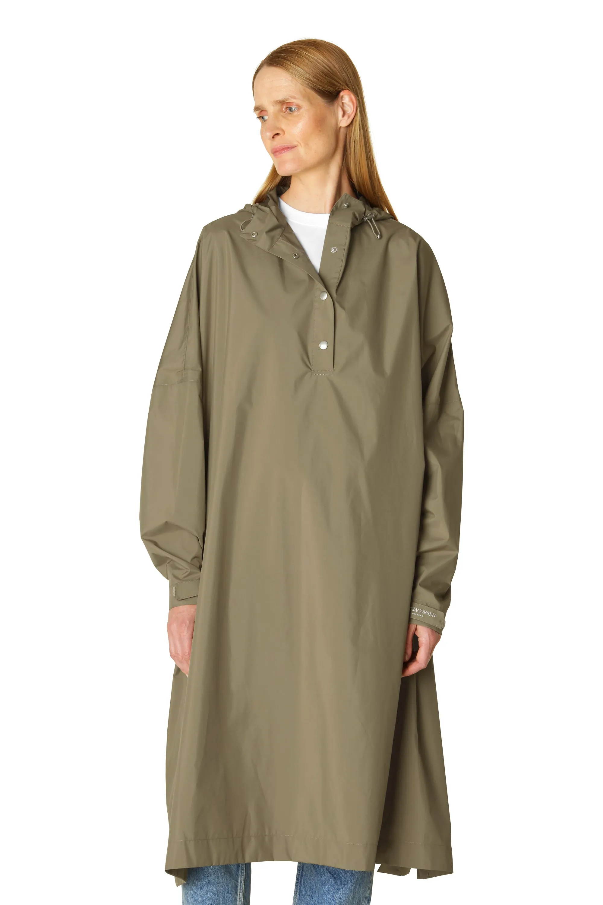 Poncho w. Sleeves Rain221Sp | Covert Green | Poncho fra Ilse Jacobsen