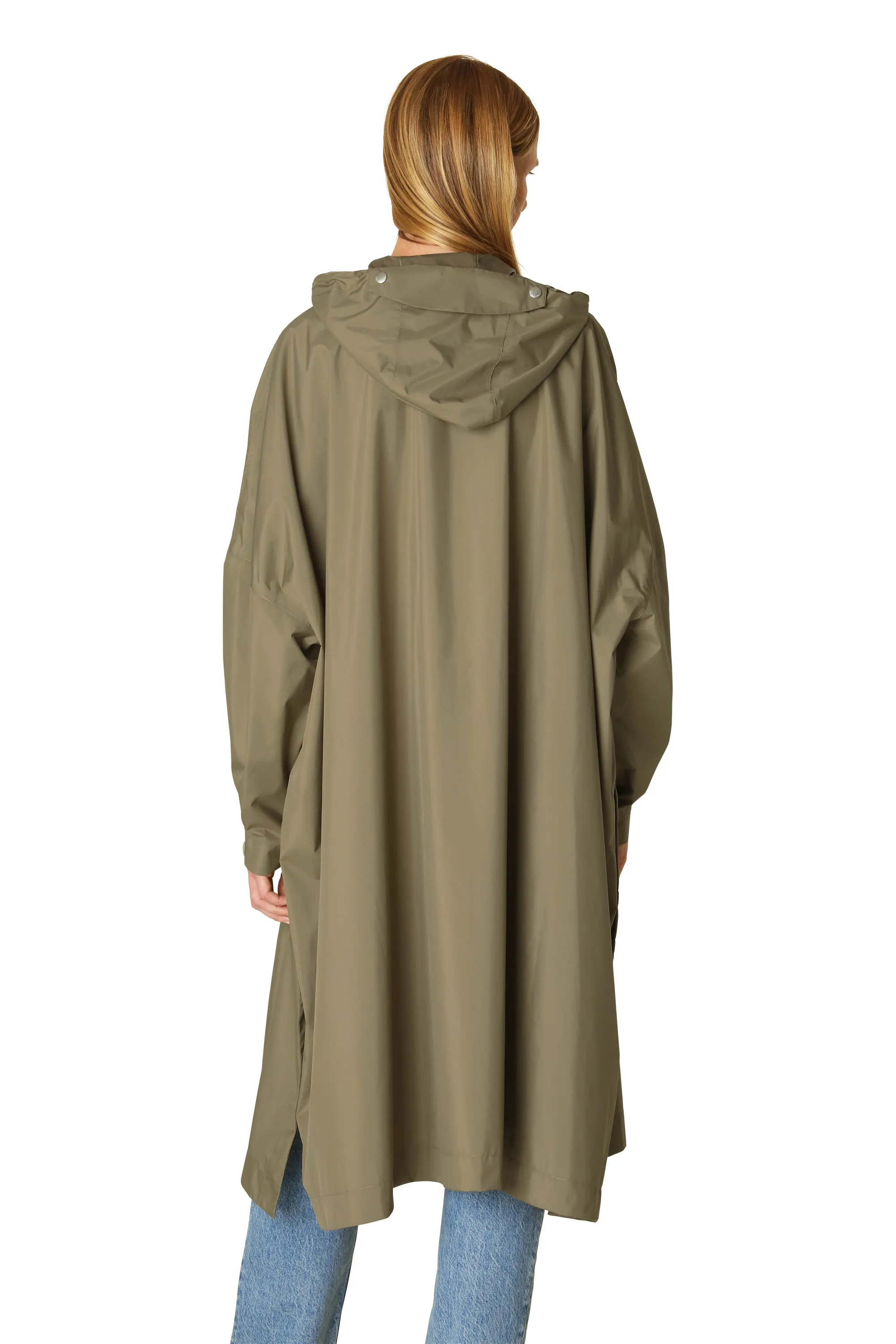 Poncho w. Sleeves Rain221Sp | Covert Green | Poncho fra Ilse Jacobsen