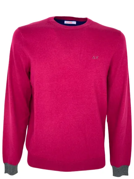 PULLOVER UOMO FUCSIA/GRIGIO MISTO LANA