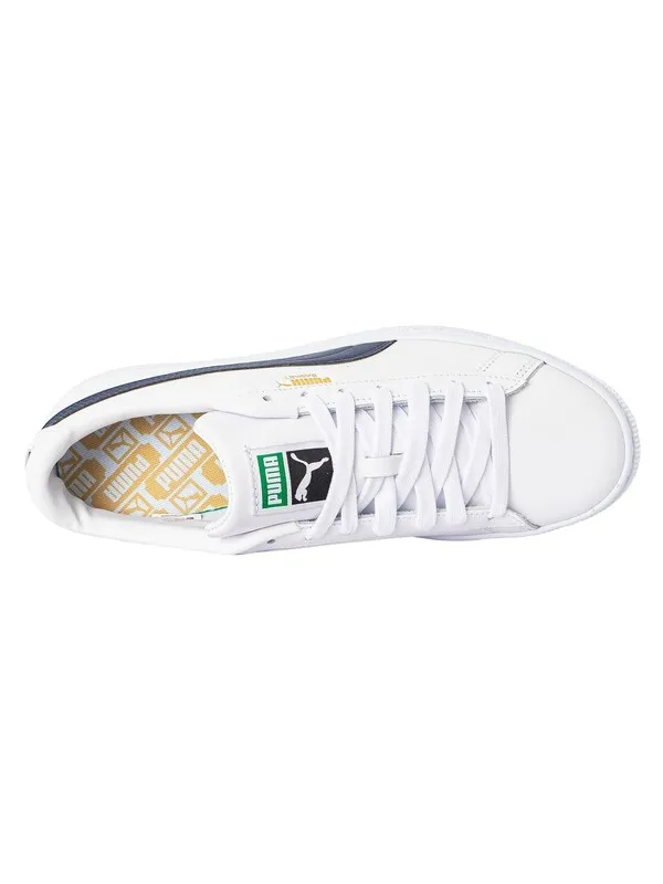 Puma Basket Classic Leather Trainers - White/Peacoat