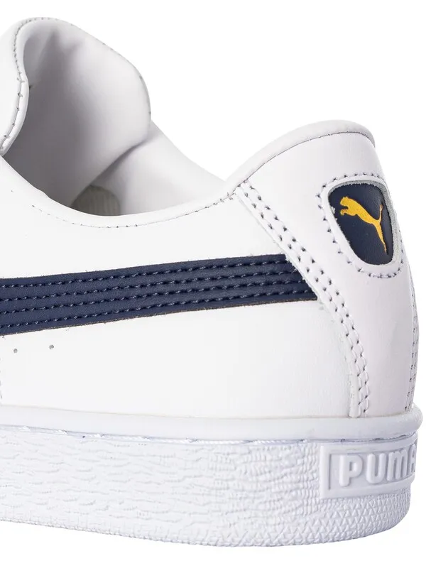 Puma Basket Classic Leather Trainers - White/Peacoat