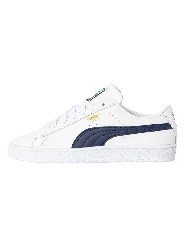 Puma Basket Classic Leather Trainers - White/Peacoat