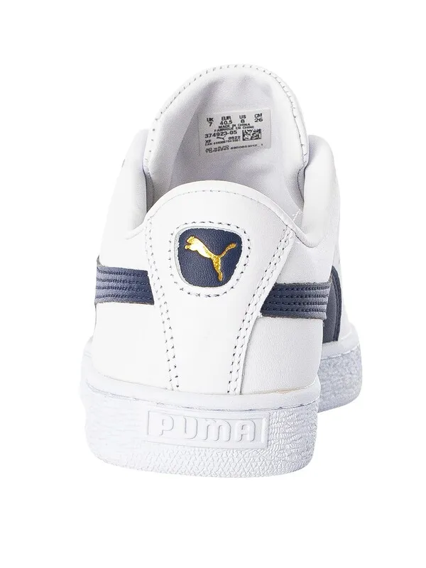 Puma Basket Classic Leather Trainers - White/Peacoat