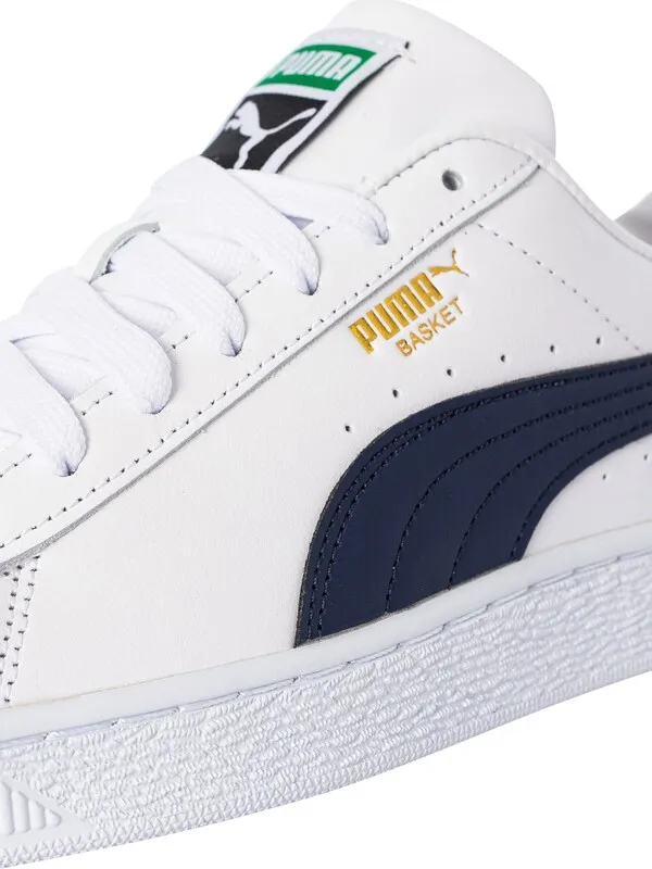 Puma Basket Classic Leather Trainers - White/Peacoat