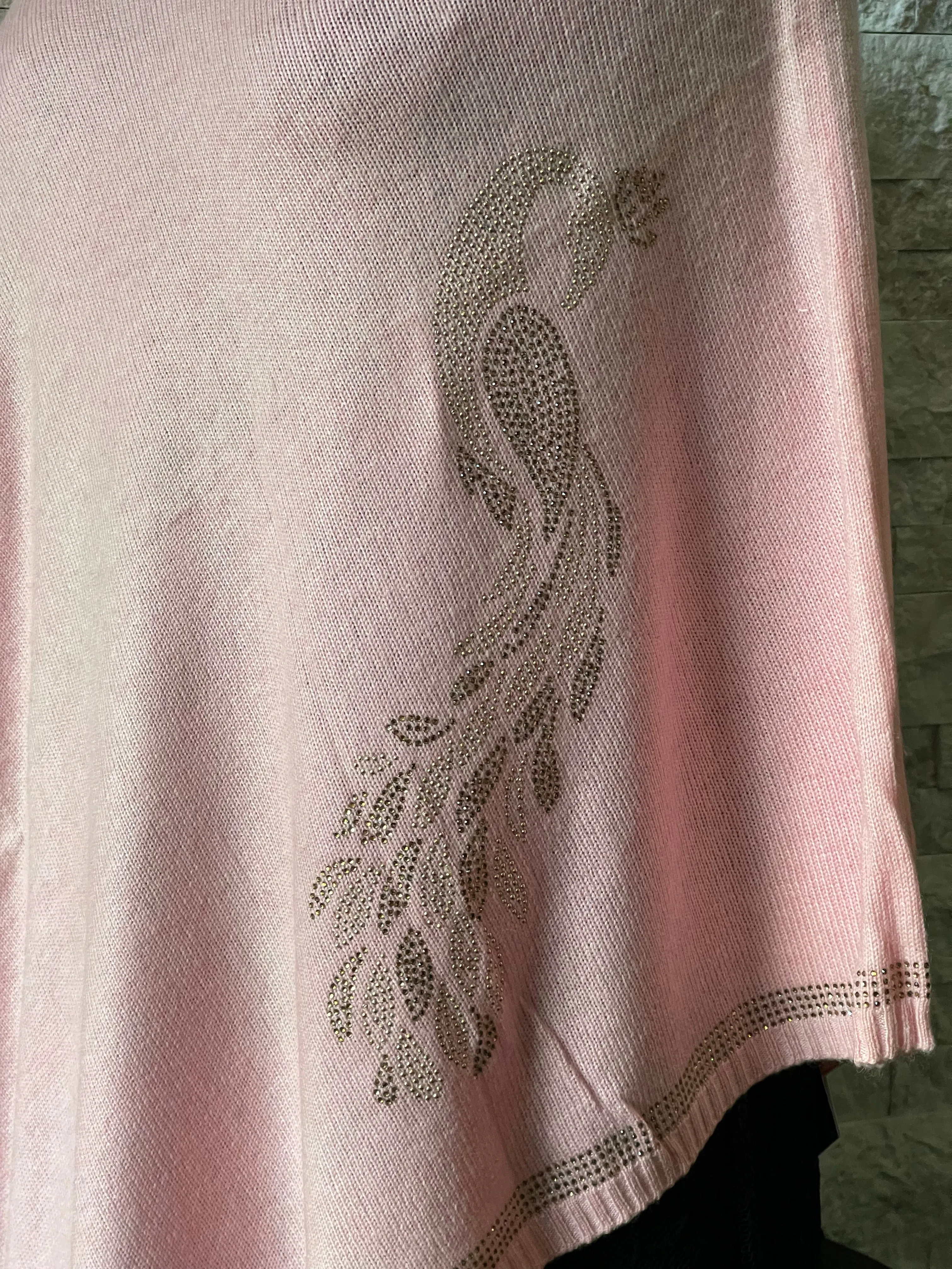 Pure Wool Poncho - Light Pink Free Size