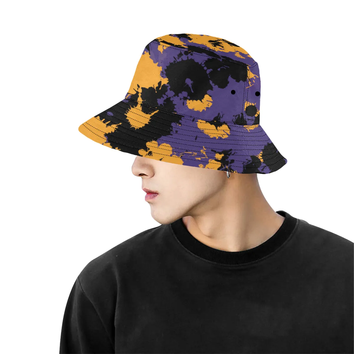 Purple Gold and Black Legends Paint Splatter Bucket Hat