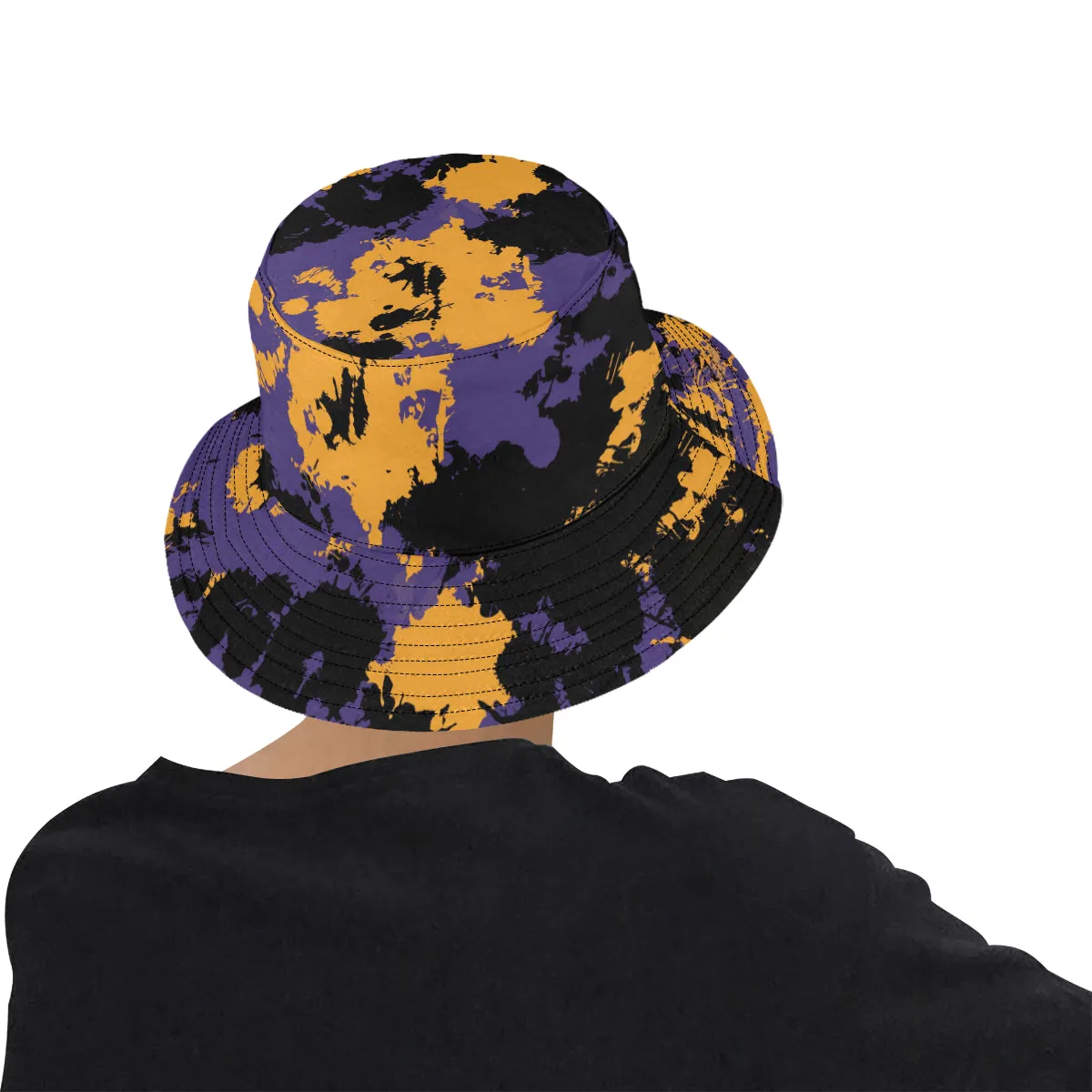 Purple Gold and Black Legends Paint Splatter Bucket Hat