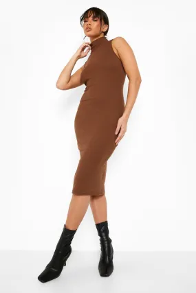 Recycled Rib Turtleneck Midi Dress