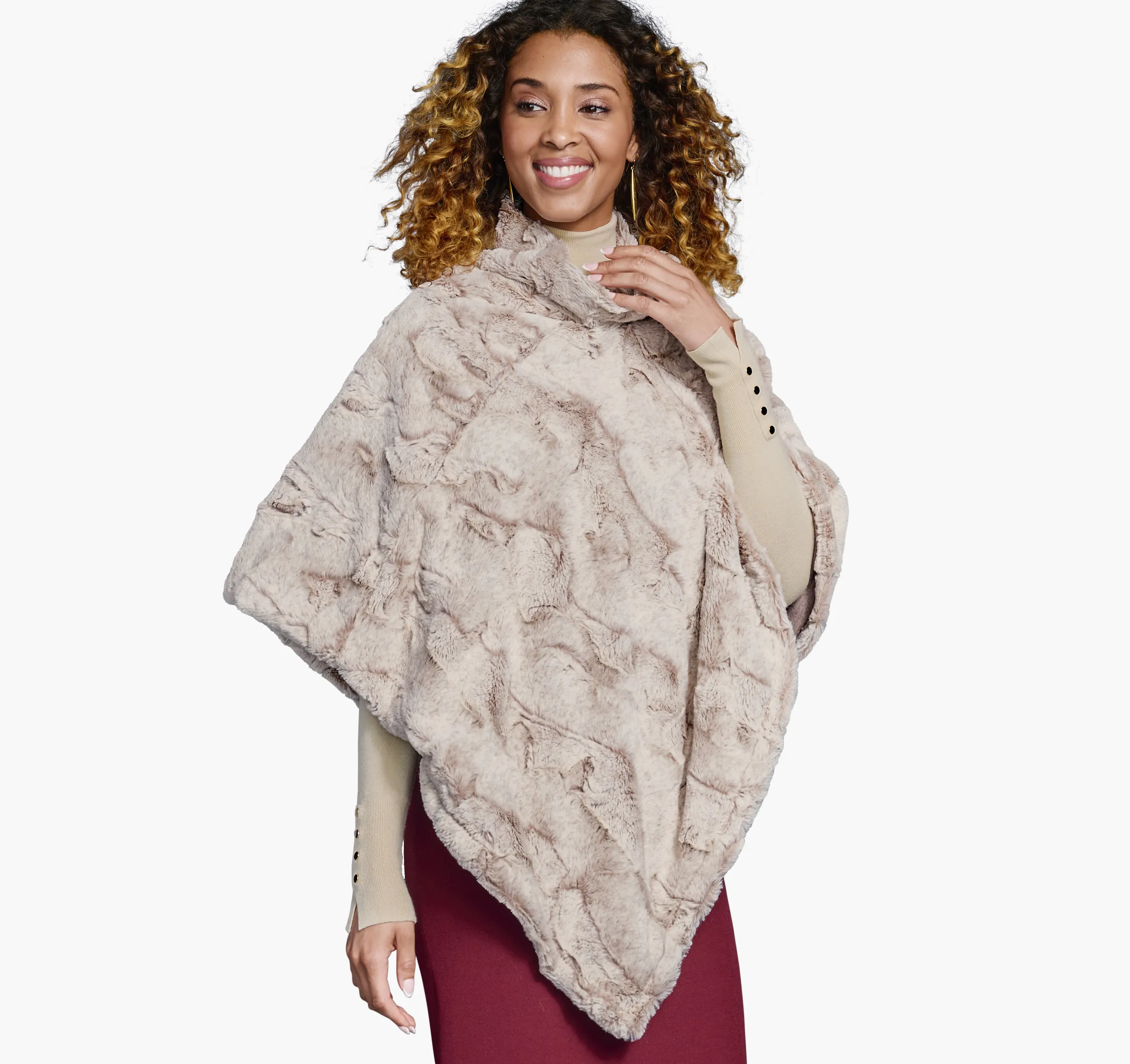 Reversible Faux-Fur Poncho