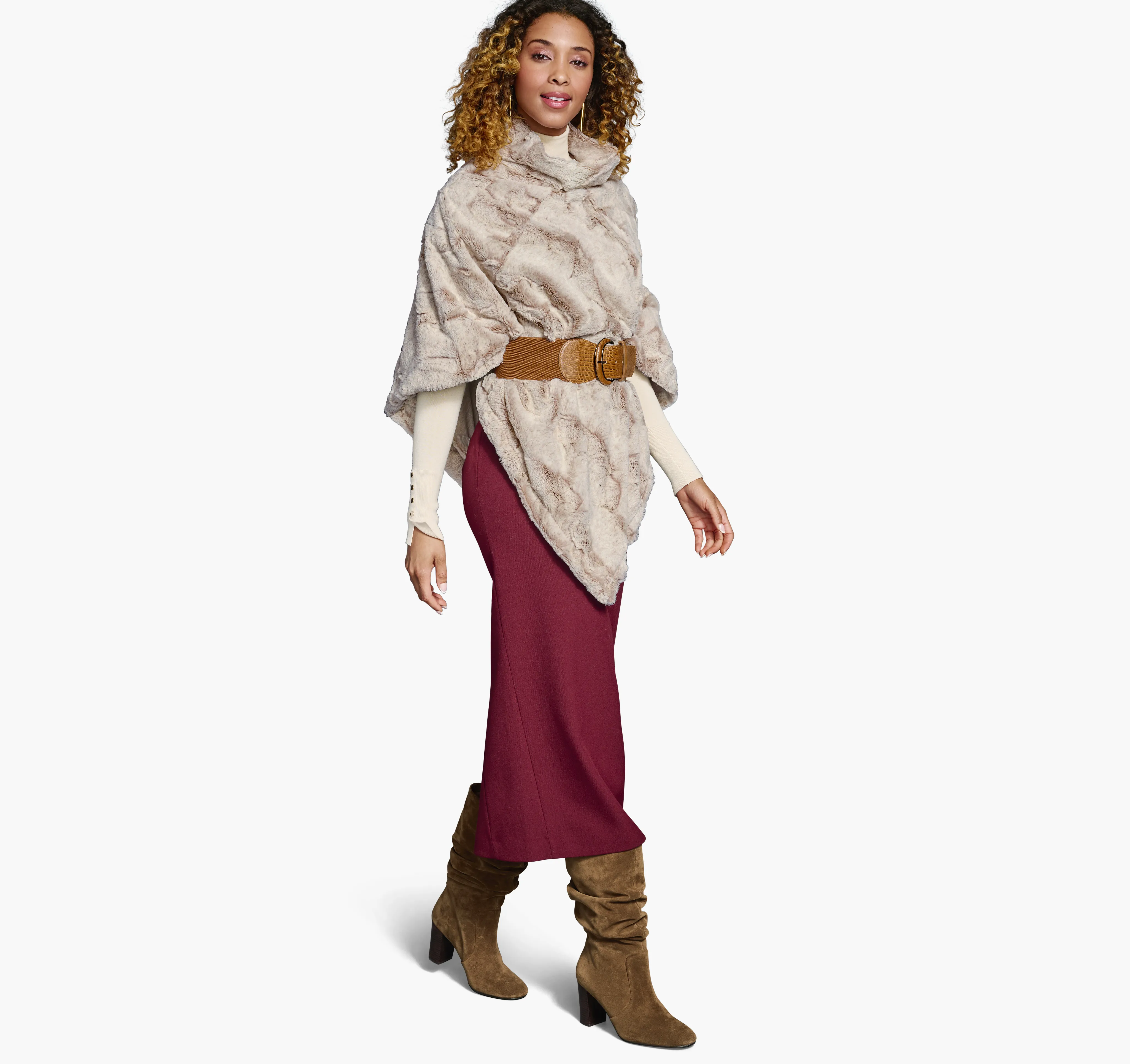 Reversible Faux-Fur Poncho