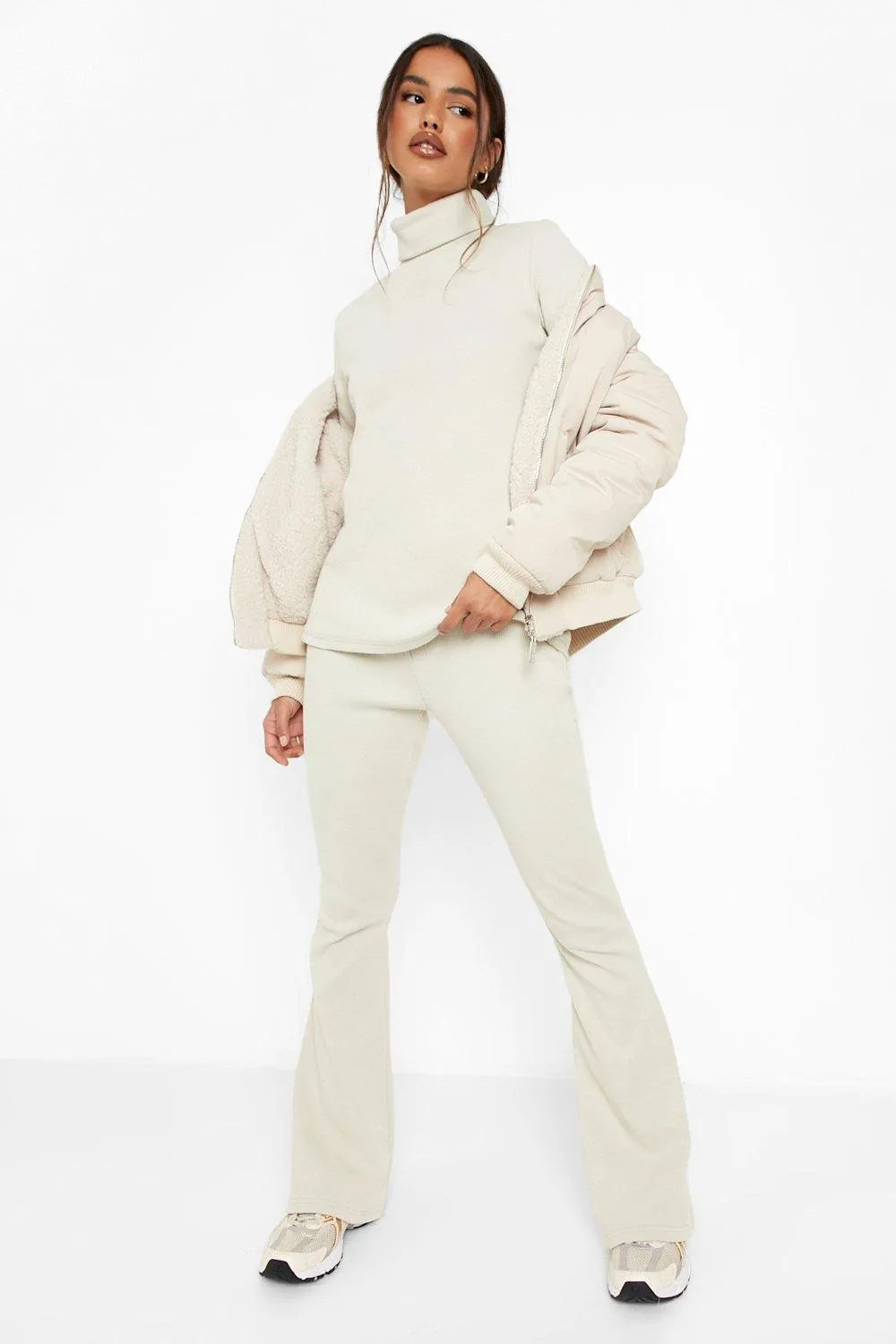 Rib Turtleneck Wide Leg Tracksuit