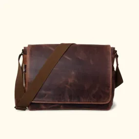 Roosevelt Buffalo Leather Satchel Messenger Bag - Large | Dark Oak