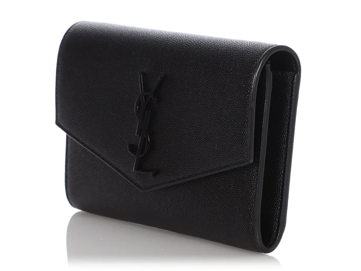 Saint Laurent So Black Grain de Poudre Uptown Chain Wallet