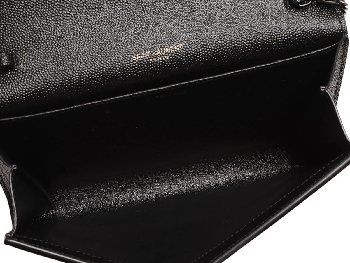 Saint Laurent So Black Grain de Poudre Uptown Chain Wallet