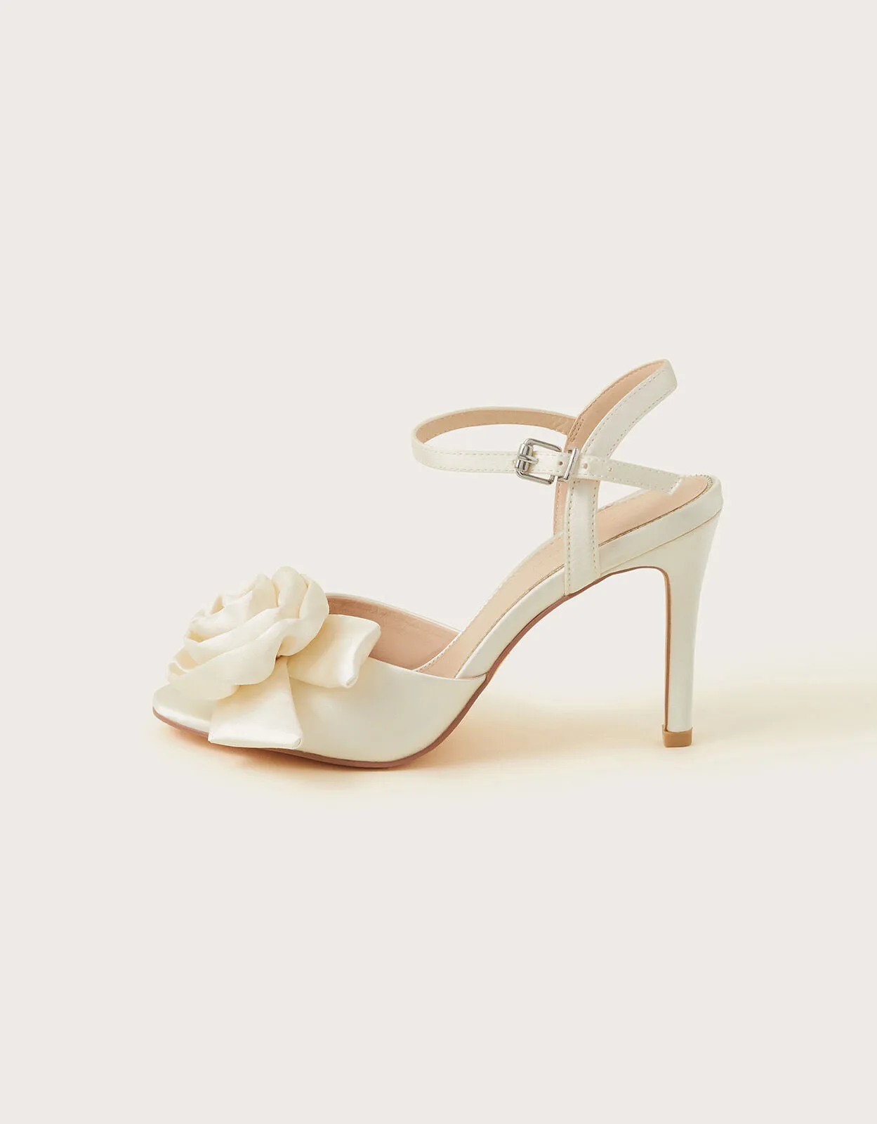 Satin Corsage Stilettos  Ivory