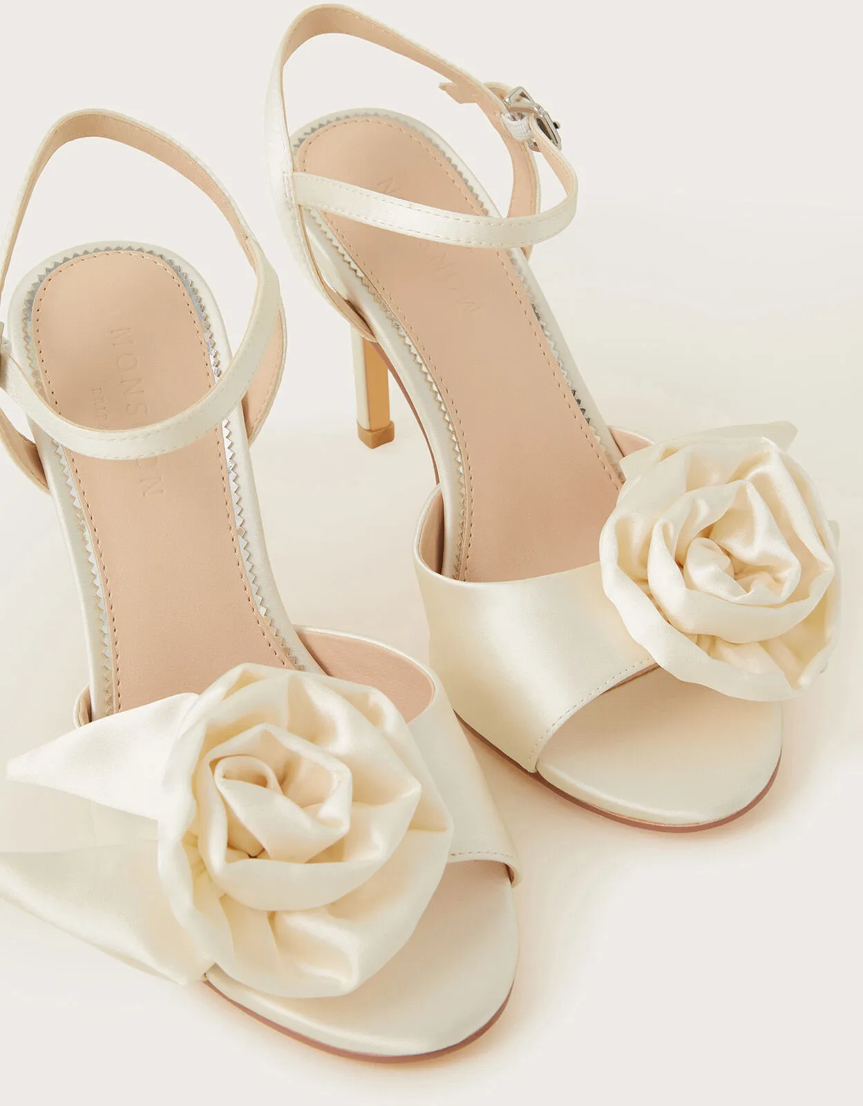 Satin Corsage Stilettos  Ivory