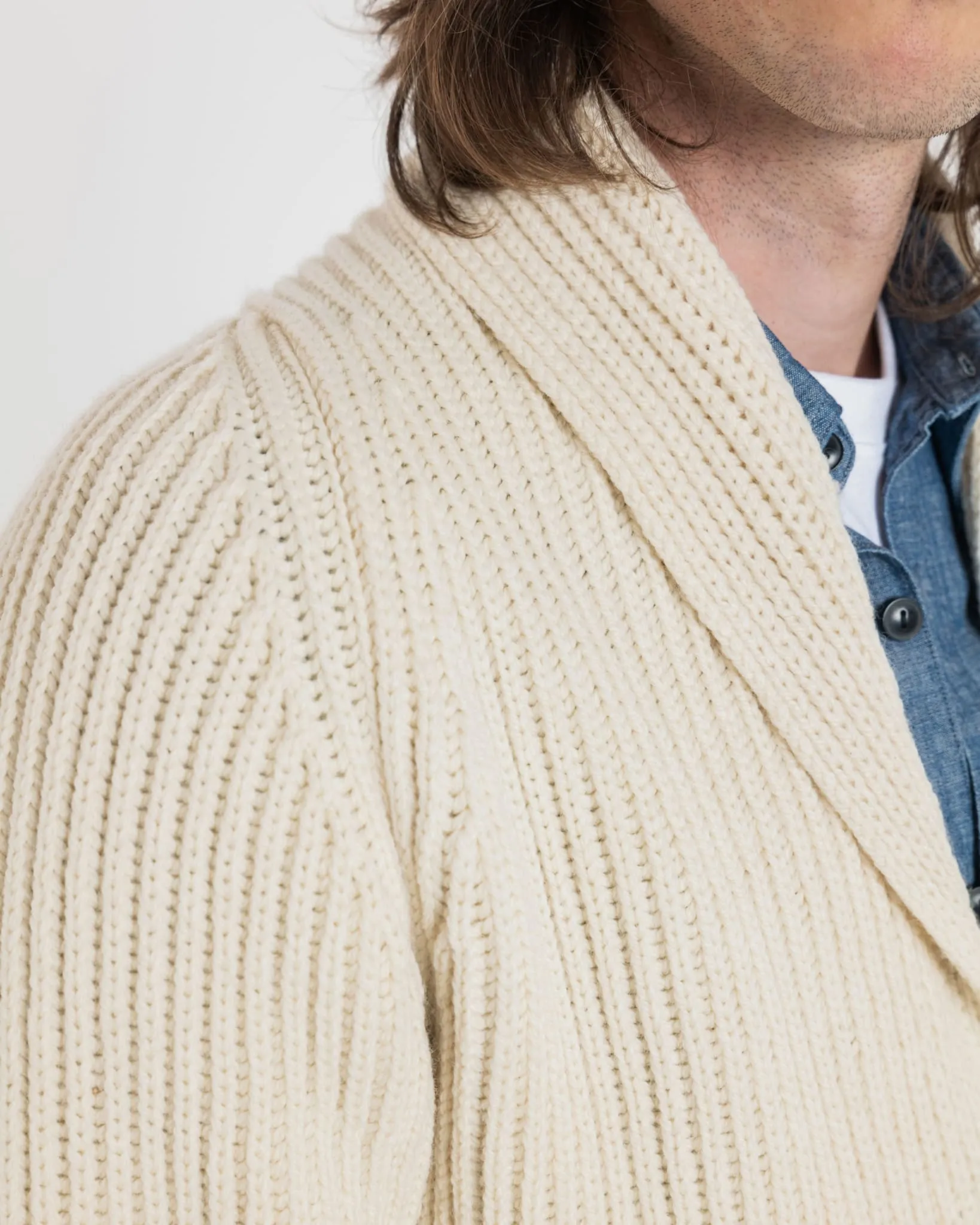 Shawl Collar Cardigan Ecru