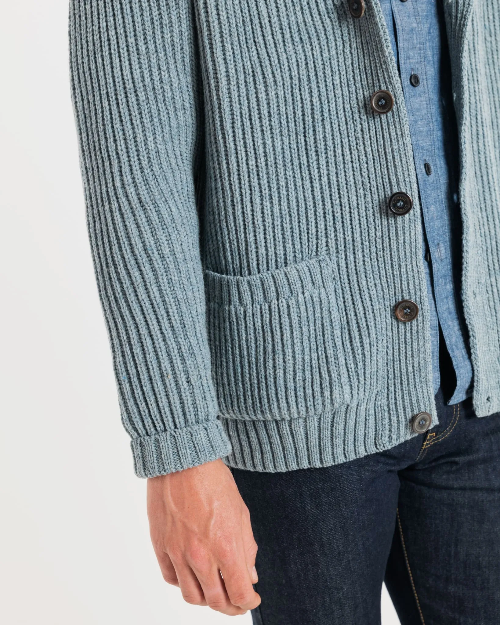 Shawl Collar Cardigan Light Blue