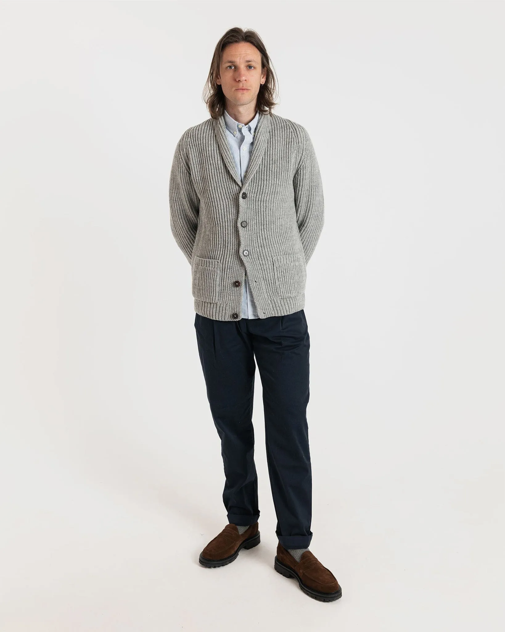 Shawl Collar Cardigan Light Grey