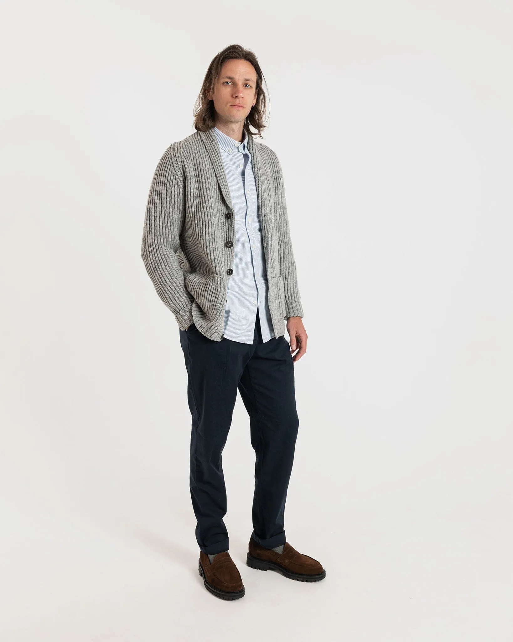 Shawl Collar Cardigan Light Grey