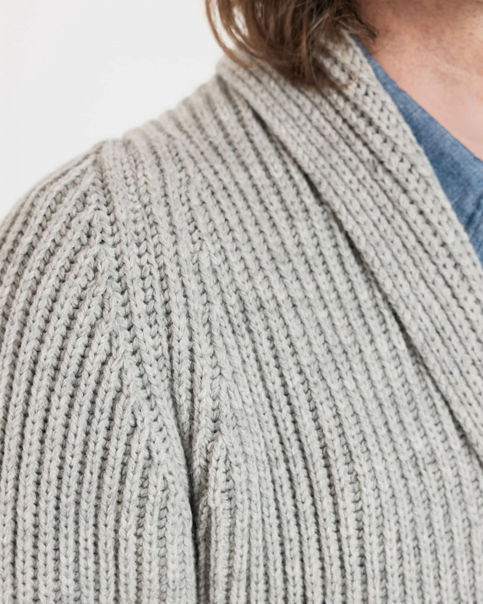 Shawl Collar Cardigan Light Grey