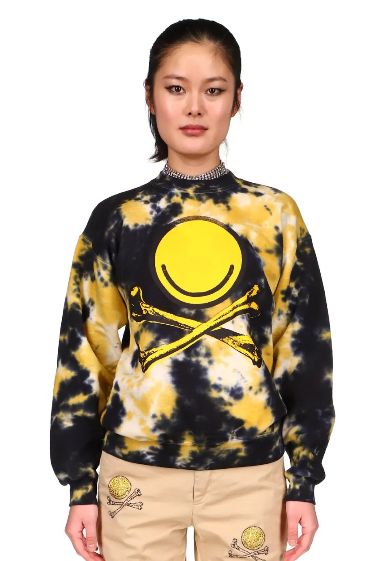 SILK SCREENED 'HAVE A LIBBY DAY' BLACK TIE DYE PULLOVER SWEATSHIRT