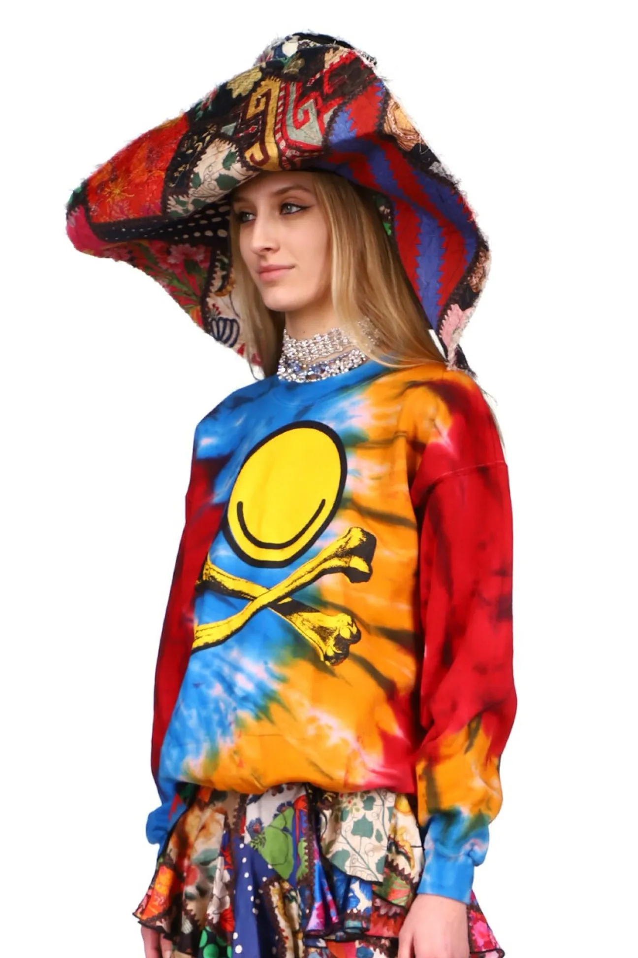 SILK SCREENED 'HAVE A LIBBY DAY' TIE DYE PULLOVER SWEATSHIRT