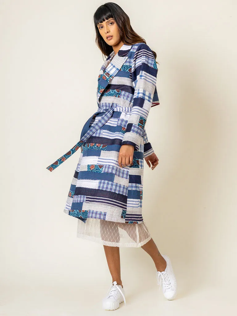 Sky Patchwork Trench