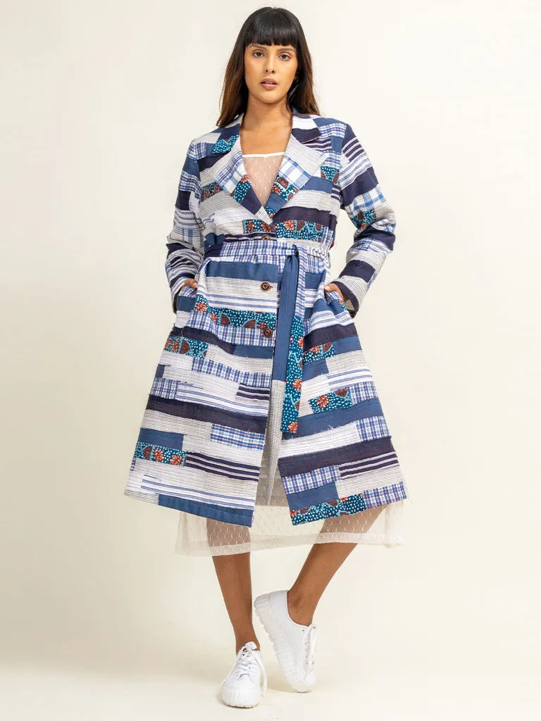 Sky Patchwork Trench