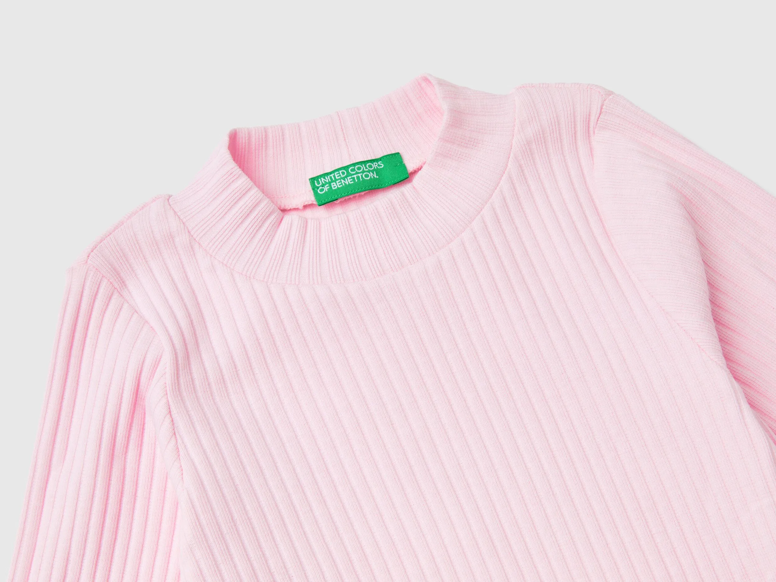 Slim fit stretch cotton t-shirt - Pink | Benetton