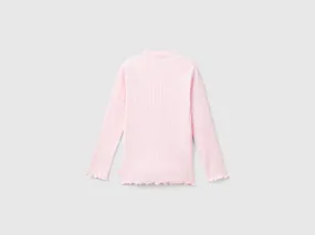 Slim fit stretch cotton t-shirt - Pink | Benetton