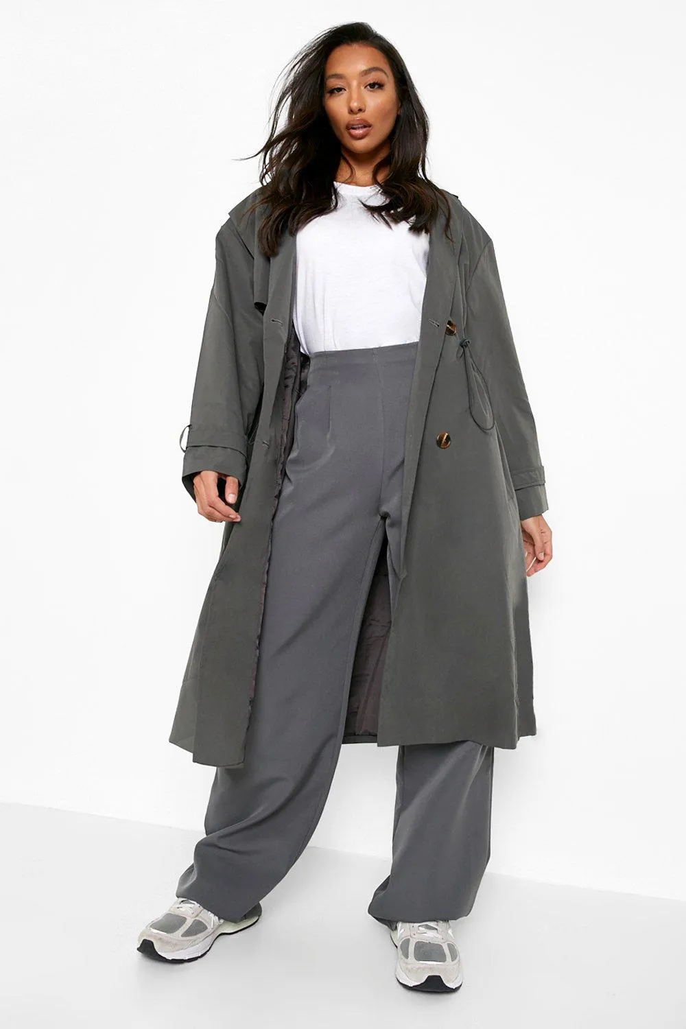 Synch Waist Hooded Trench Coat