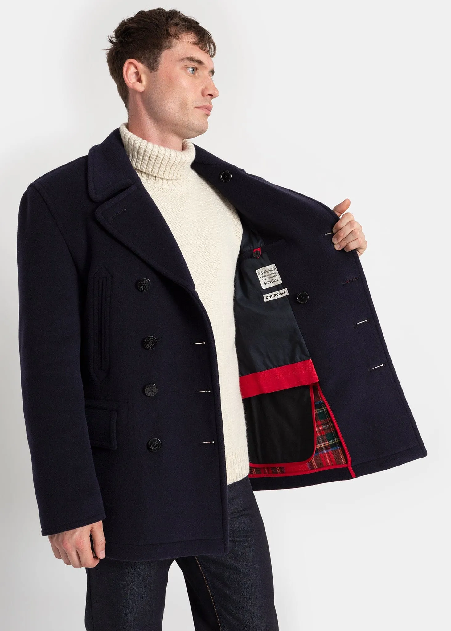 Tartan Churchill Peacoat Navy Stewart