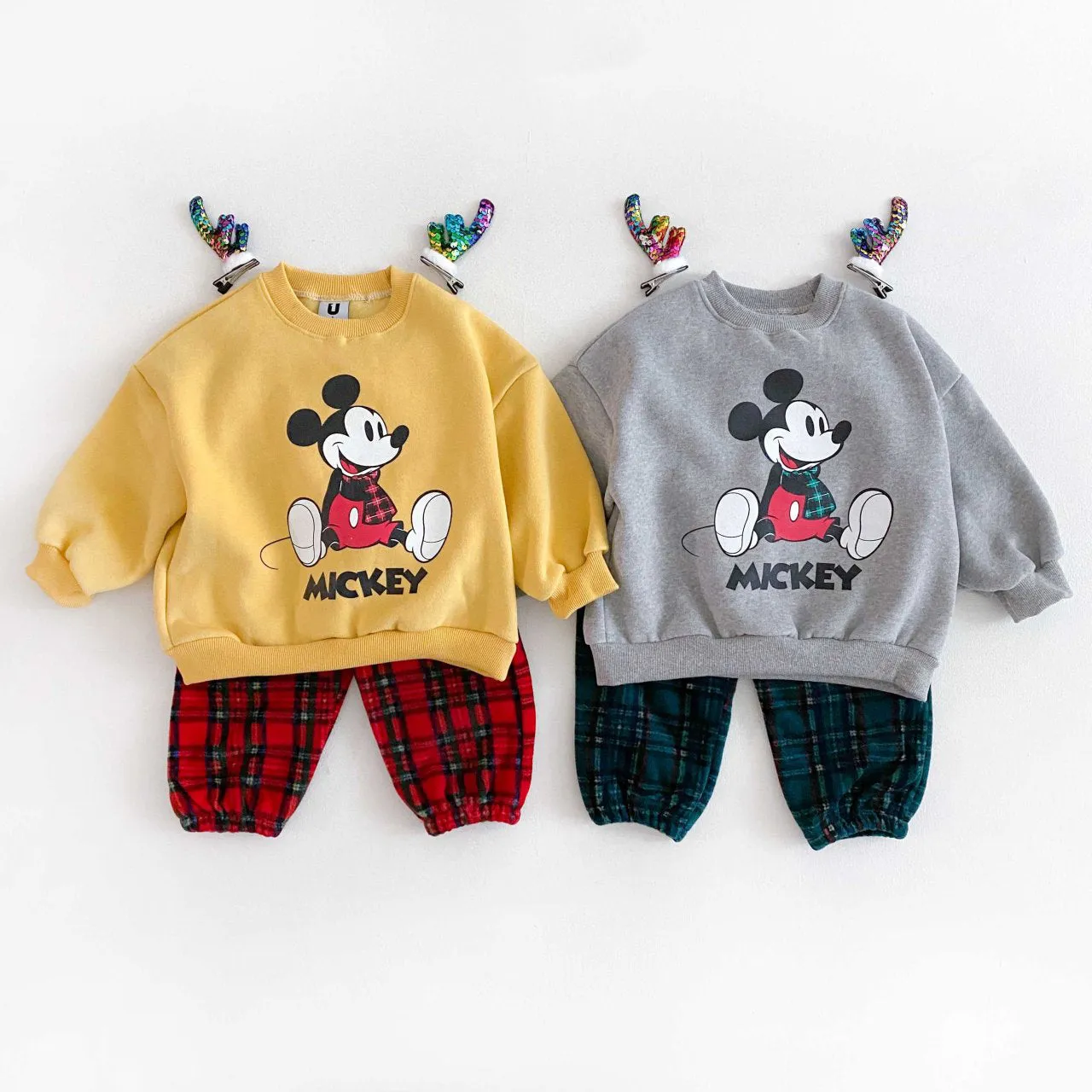 Toddler Fleece Lined Mickey Tartan Scarf Sweatshirt (2-6y) - 2 Colors