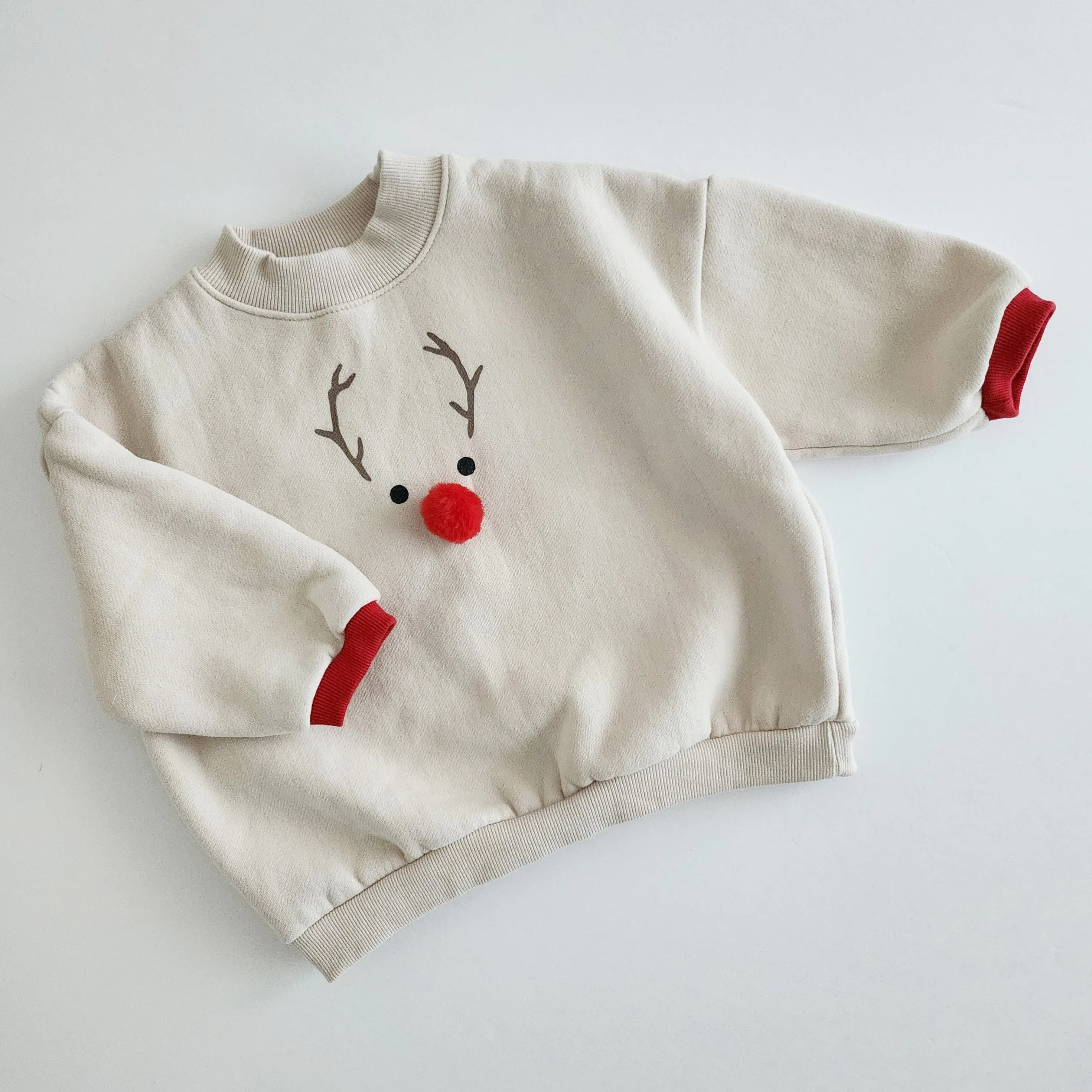 Toddler Mom Fleece-Lined Reindeer Sweatshirt (2-4y, Mom)- Red