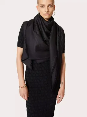 Toile Iconographe Black Wool-Silk Shawl