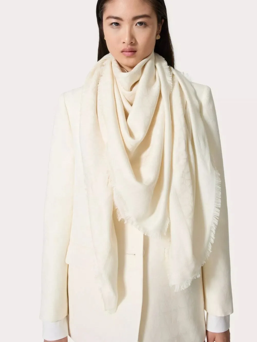 Toile Iconographe Ivory Wool-Silk Shawl