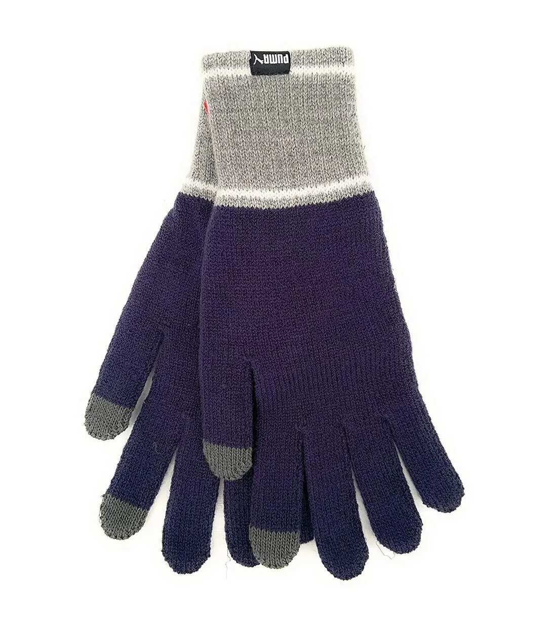 Unisex adult knitted winter gloves peacoat/grey heather Puma