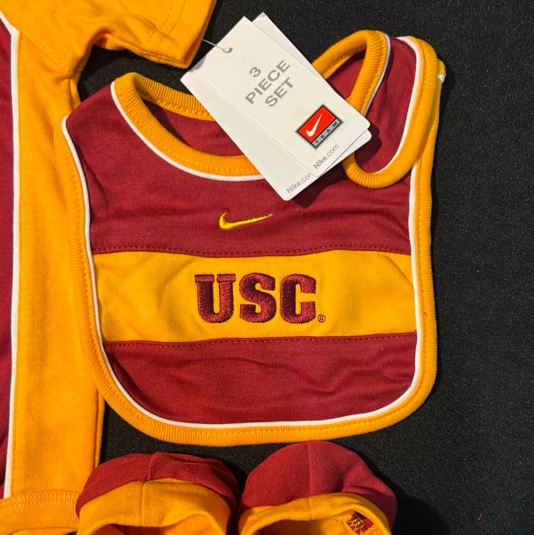 USC Trojans Nike “Trojans SC” 3-piece Onesie with Bib and Booties