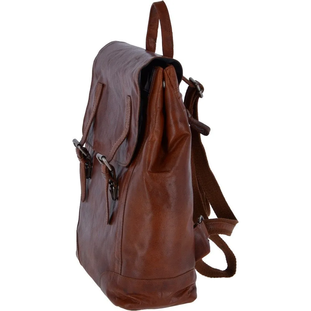 Vintage Tan Leather Backpack