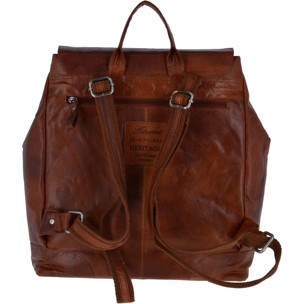 Vintage Tan Leather Backpack