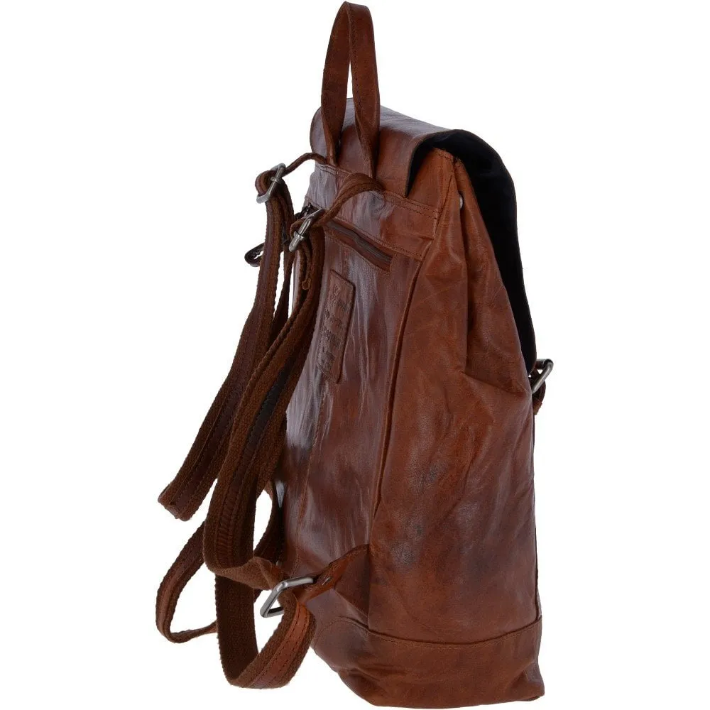 Vintage Tan Leather Backpack