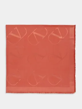 VLogo Orange Jacquard Shawl