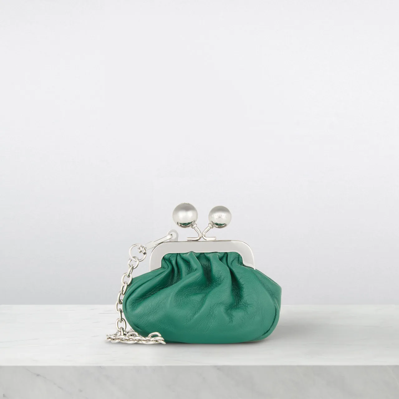 WEEKEND MAX MARA Diomede Pasticcino Mini Leather Clutch - Emerald