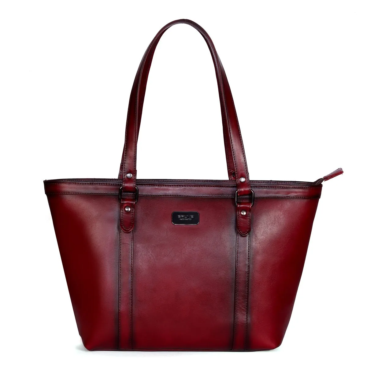 Wine Medium Hand Painted Leather Satchel By Brune & Bareskin