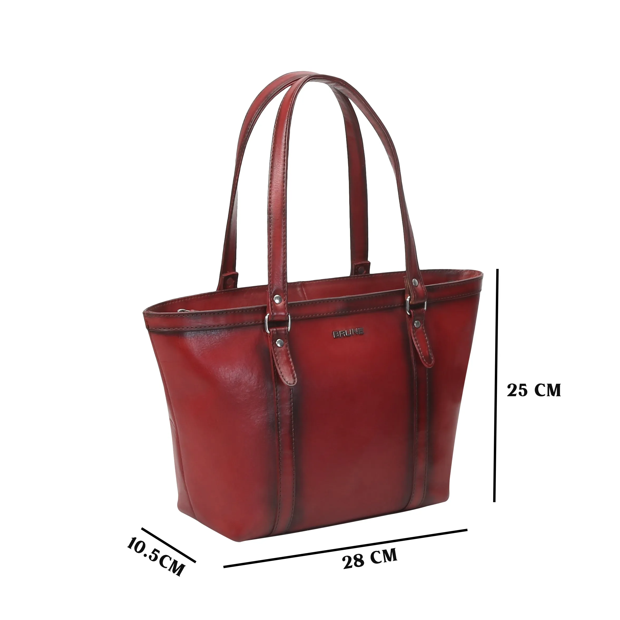 Wine Medium Hand Painted Leather Satchel By Brune & Bareskin